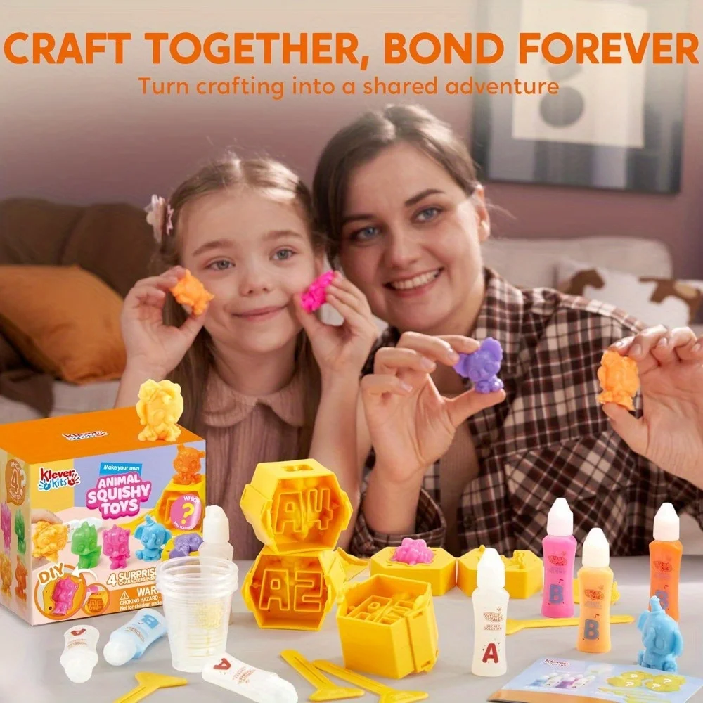 JOYFY Kit d'animaux spongieux pour enfants, boîte mystère avec 4 personnages Surprise à l'intérieur pour enfants âgés de 6 ans et plus, jouets d'art et d'artisanat