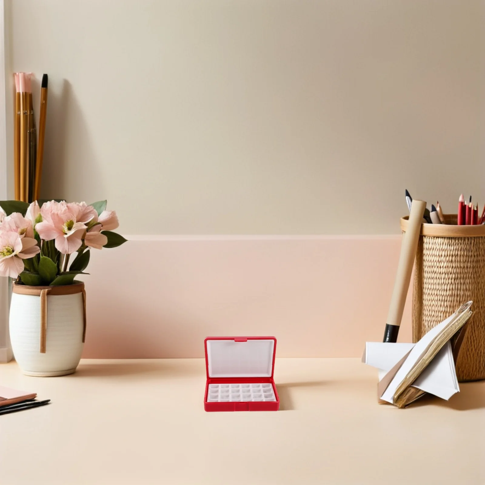 

Compact 24-Grid Watercolor Palette Lids Ideal for Travel Sketching Portable Lightweight Pigment Tray for Artists