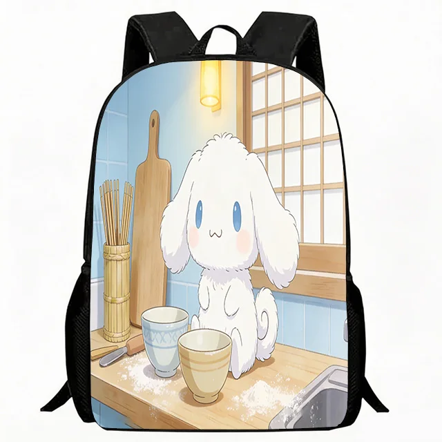 

Kids Bag Cute Cartoon Dog Print Backpack Japanese Kitchen Scene Design Adjustable Lightweight Breathable School Bag for Kids Stu