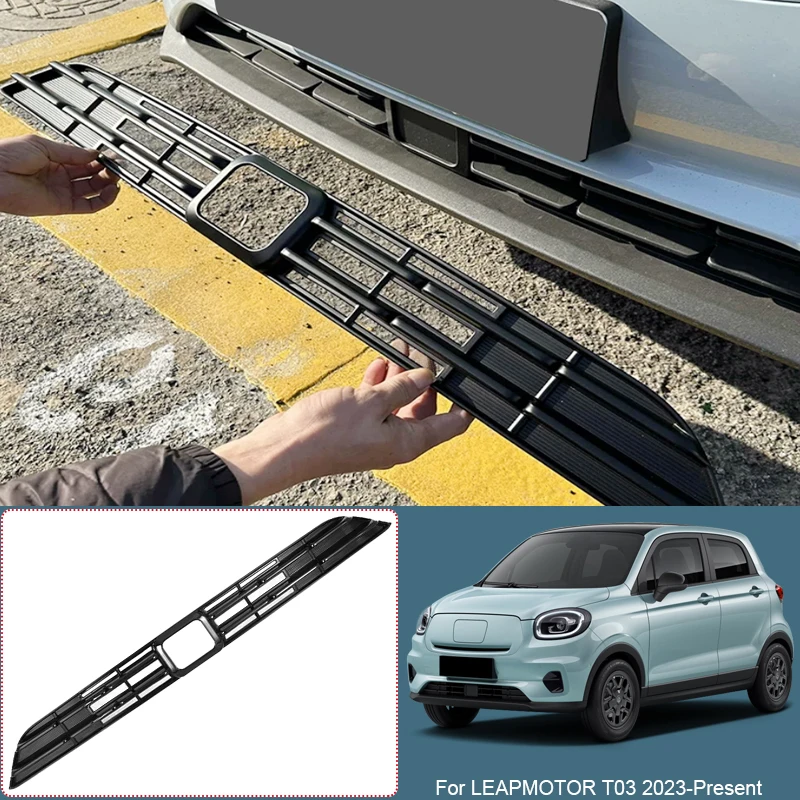 ABS Car Modify Front Buckle Insect Proof Net For LEAPMOTOR T03 2023-Present Front Bumper Center Intake Grille Cover Accessory