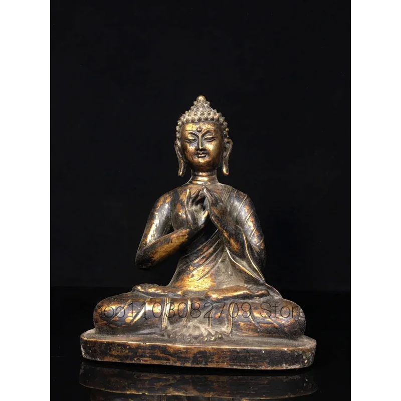 

24cm pure copper statue of Shakyamuni Buddha, antique bronze artifact, hidden Buddha