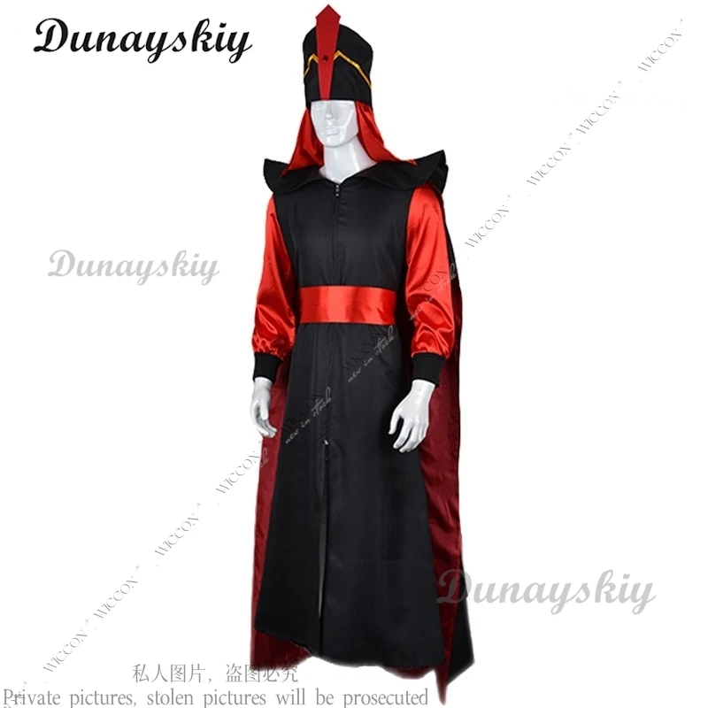 Jafar Cosplay Costume Aldult Man Woman The Arabian Nights Aladdin Halloween Wizard Clothes Suit Hat Stage Costume Role Play