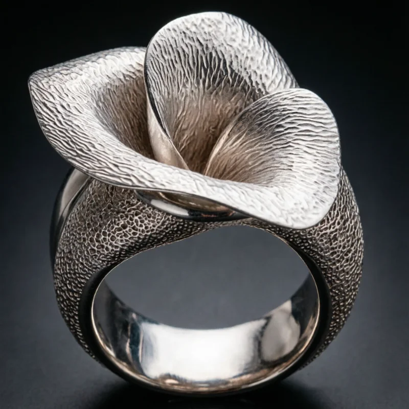 Women's Aesthetic Minimalist Style Lotus Handmade Ring Elegant Personality Banquet Anniversary Unique Jewelry Accessories Crafts