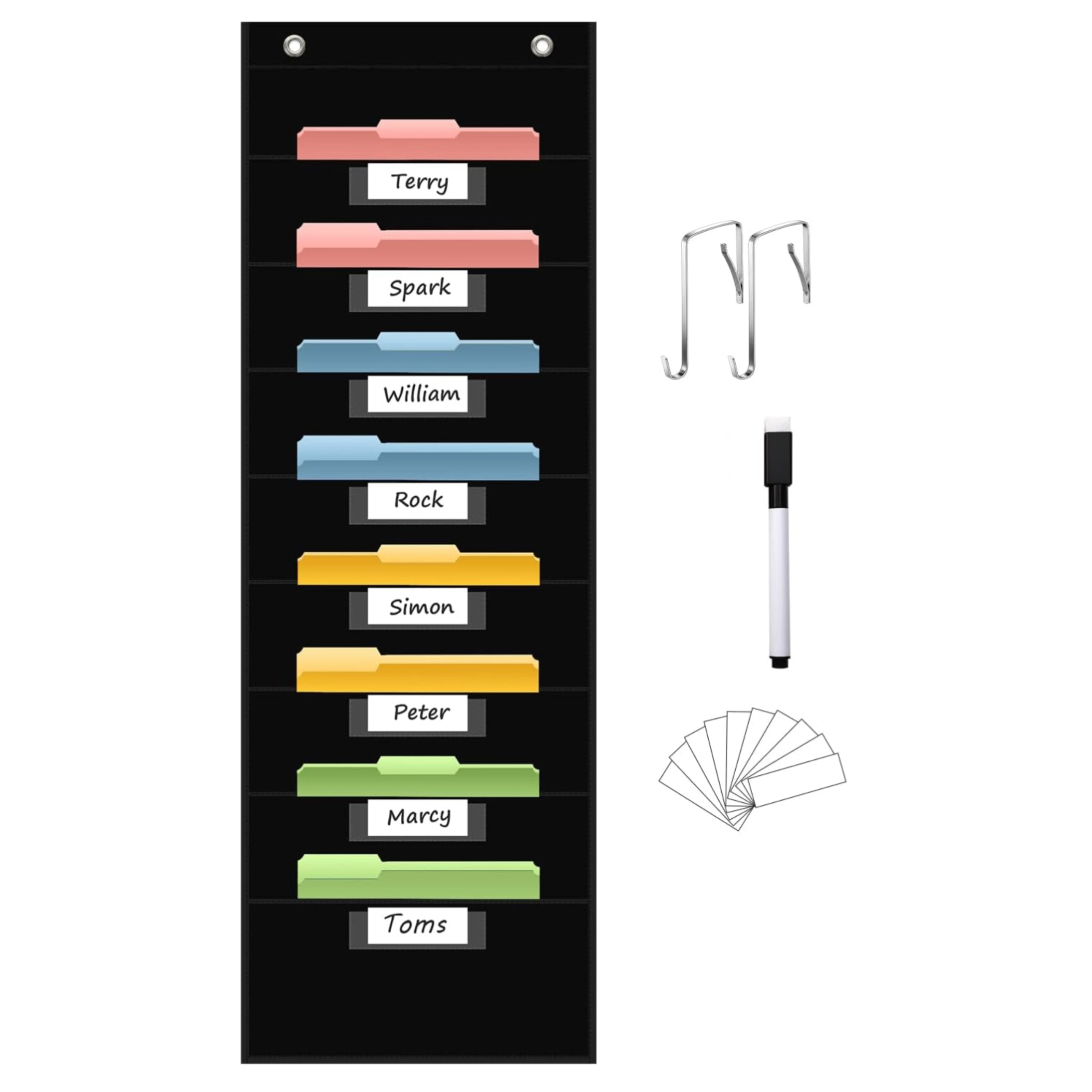 

Hanging Wall File Organizer with Nametag Pockets, Fabric File Folder Chart for Classroom Office, Storage Holder