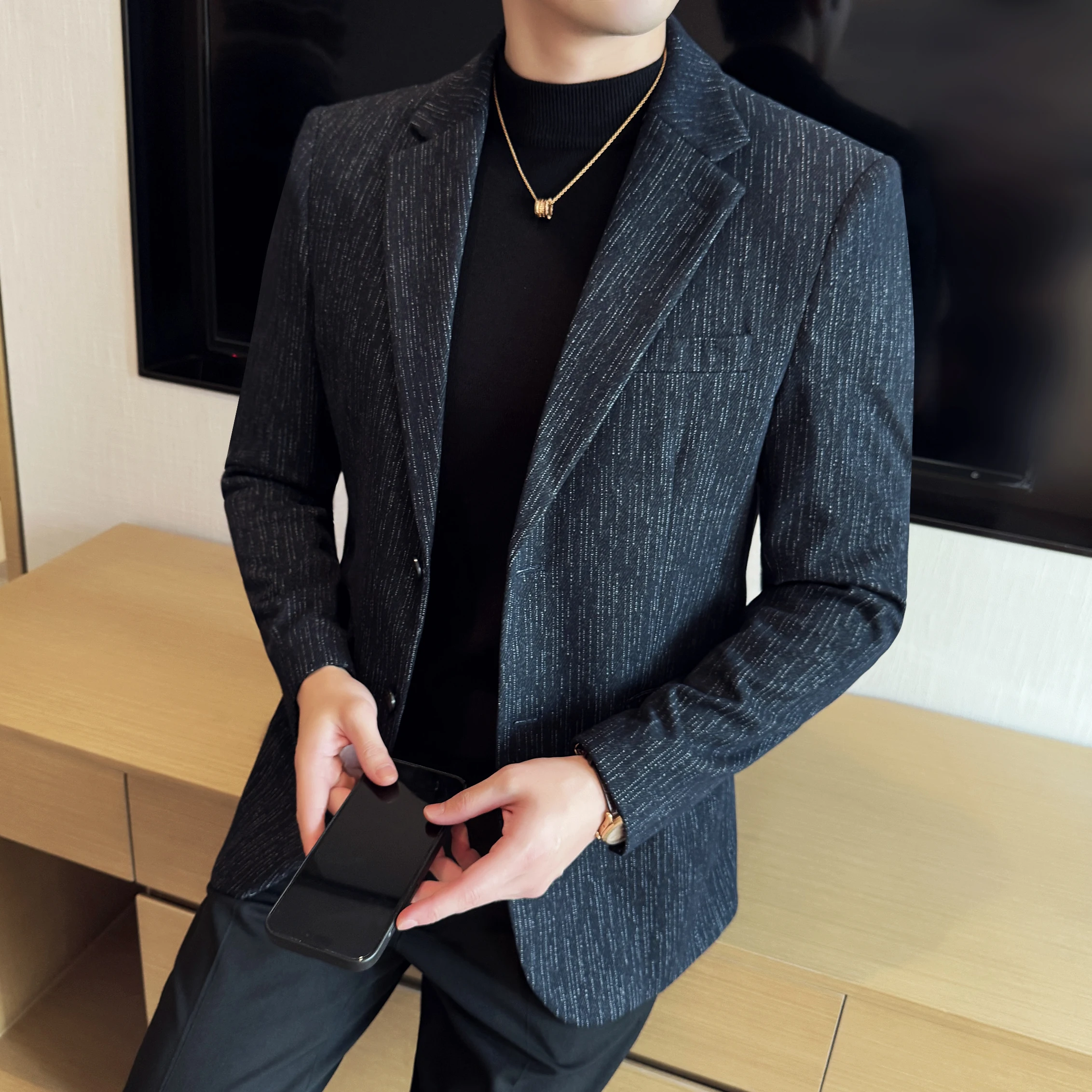 النمط البريطاني بدلة عمل سترة للرجال موضة سليم صالح عادية السترة Masculino مأدبة اجتماعية فستان الزفاف معاطف 5XL