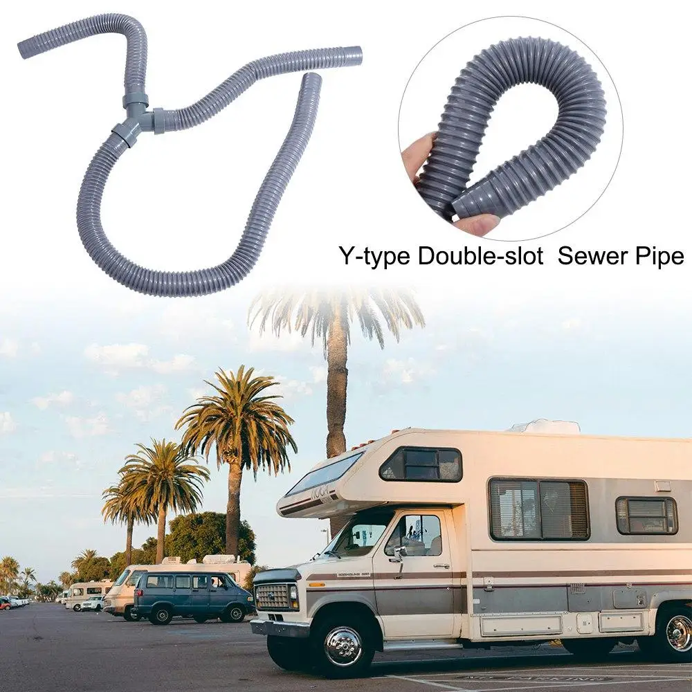 Thicken Y-type Double-slot Sewer Pipe Waste Water Outlet 30mm Three-way Drain Foldable Durable Kitchen Sink Outlet Pipe Mop Pool