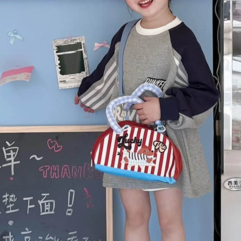 Tas Tangan Bergaris Anak-anak Kawaii Tas Bentuk Setengah Lingkaran Kelinci Hewan Kartun Tas Bahu Selempang Alpaca Ringan