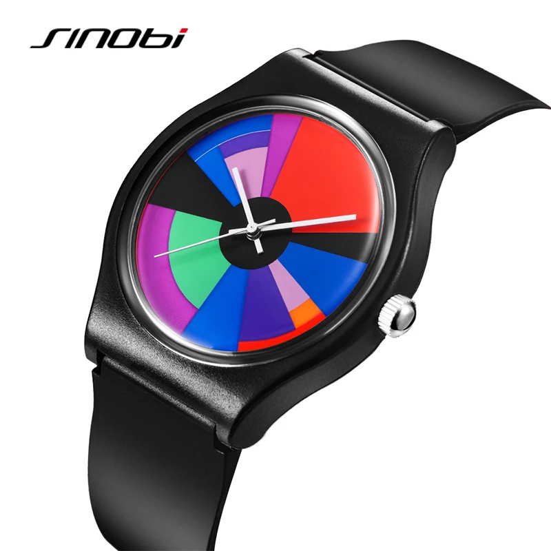 SINOBI Creative Design Men\'s Watches Fashion Colorful Watch Dial Original Top Mans Quartz Wristwatches Luxury Best Gifts Clock