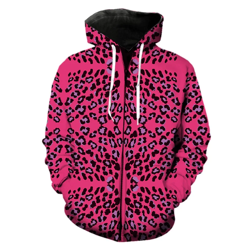 

Fashion 3d Print Leopard Zipper Hoodie Men Harajuku Animal Fur Texture Pattern Long Sleeve Hoodies Streetwear Hip Hop Sweatshirt