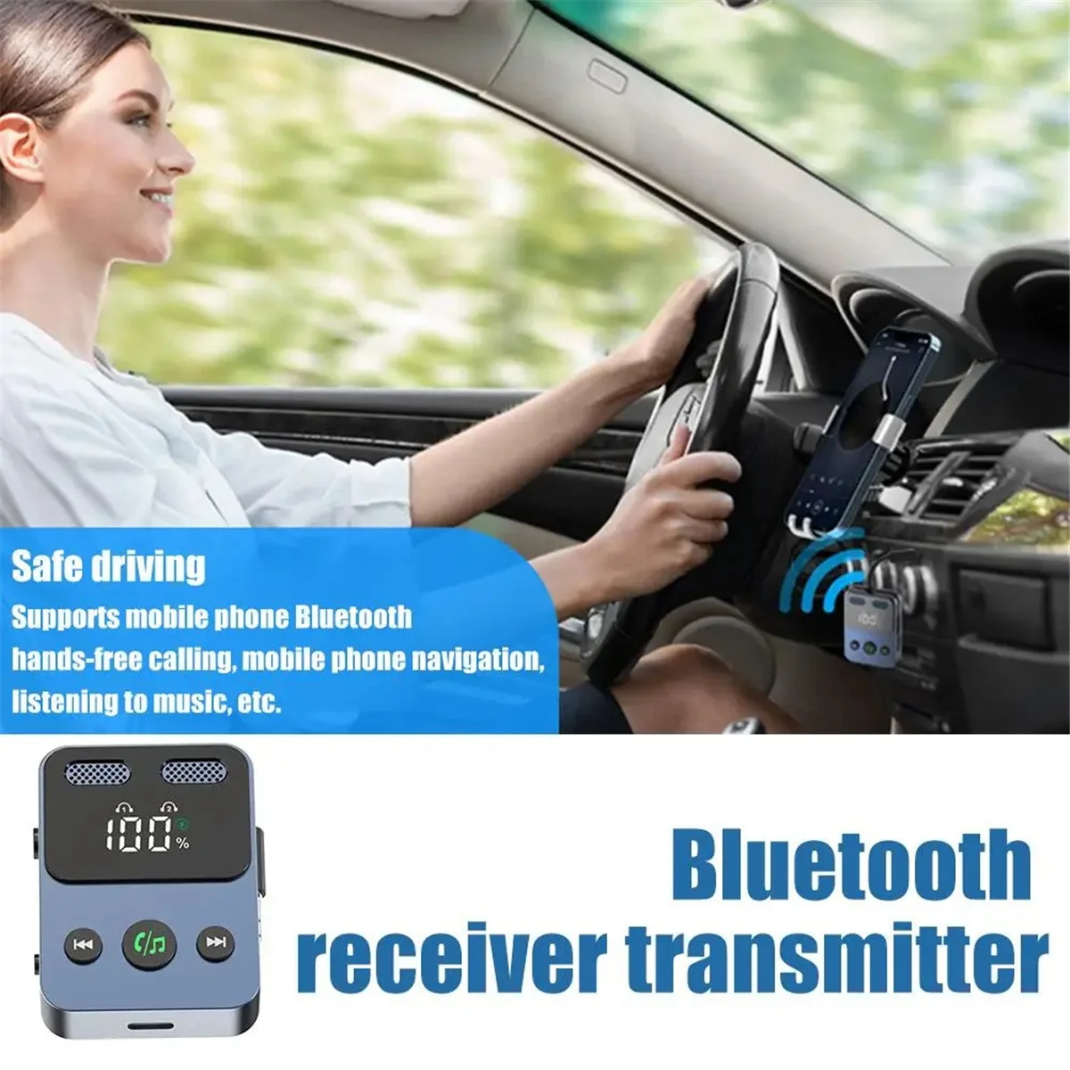 

AB01 Bluetooth 5.3 Transmitter Receiver Aux Adapter Technology A2DP Hands-Free Calling Wireless Audio Adapter