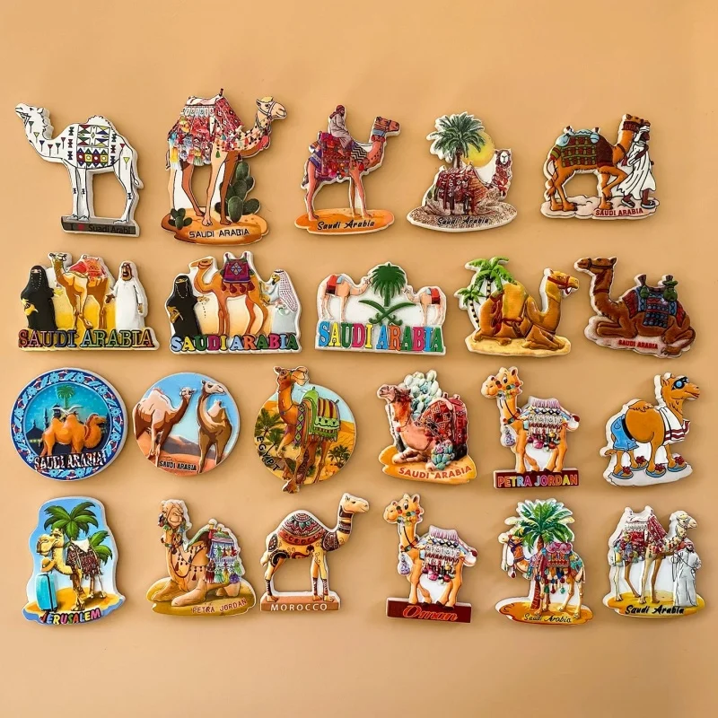 Saudi Arabia Camel Fridge Magnet 3D Resin Desert Tourism Souvenir Magnetic Sticker Home Decoration Gift