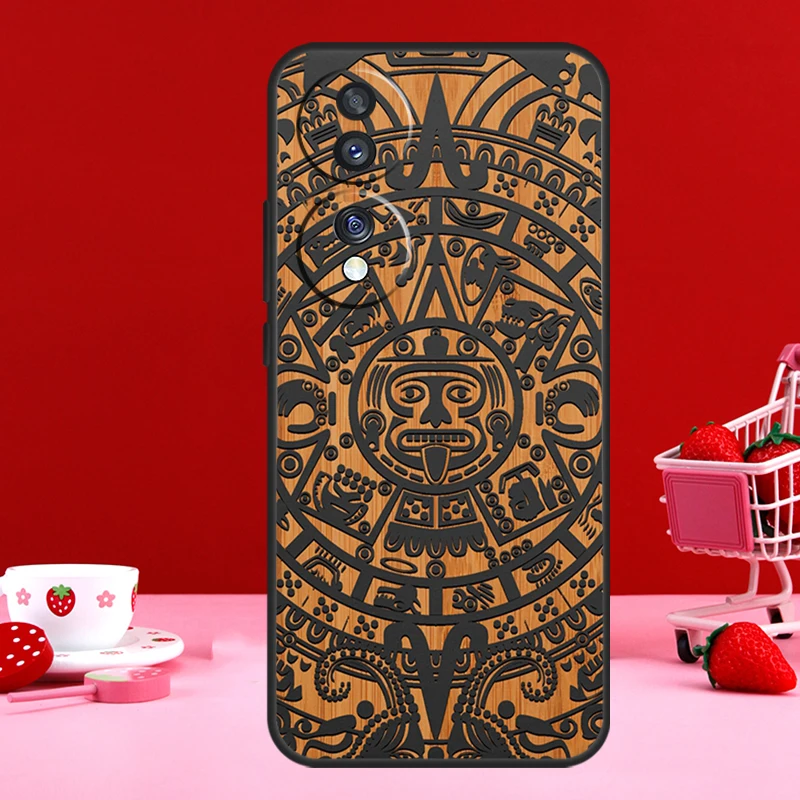 Mayan Calendar Wood Pattern For Honor Magic 6 Pro 5 Lite 50 70 90 Case For Honor X8a X9a X7 X8 X9 X6a X7a X8b X9b Cover