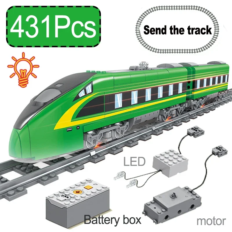 

City Electric LED High Speed Rail Model Blocks Railroad Train Railway Track Buliding Bricks Voice Ideas Tech Toy Kids Gifts