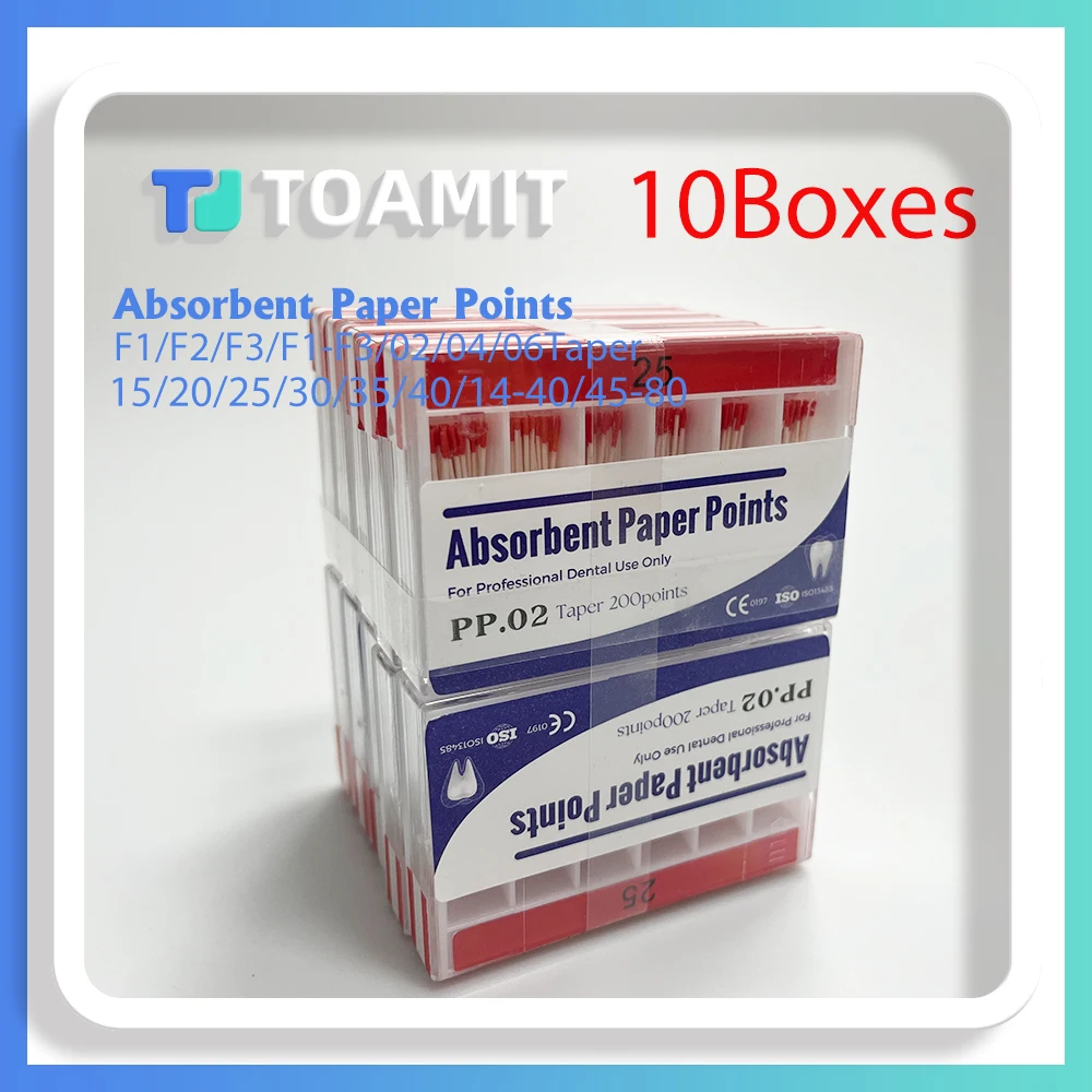 

Sterile Disposable Paper Points for ProTaper F1 F2 F3, 10 Boxes for Efficient Drying & Cleanliness, Root Canal Treatment Essenti
