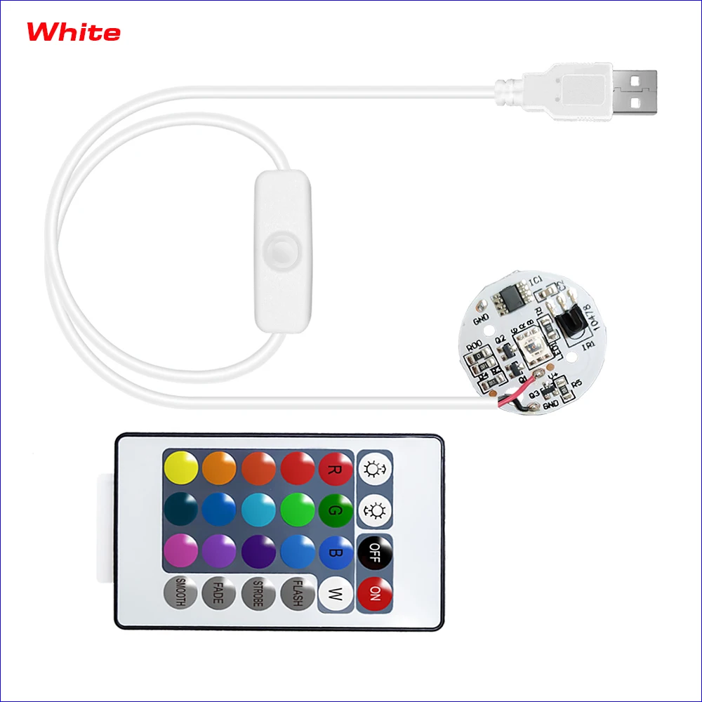 Imagem -05 - Gradiente Colorido Led Rgb Luz Board Entrada de Alimentação Usb Gradiente Colorido Preto ou Branco 1m Switch Cabo e Controle Remoto dc 5v Par