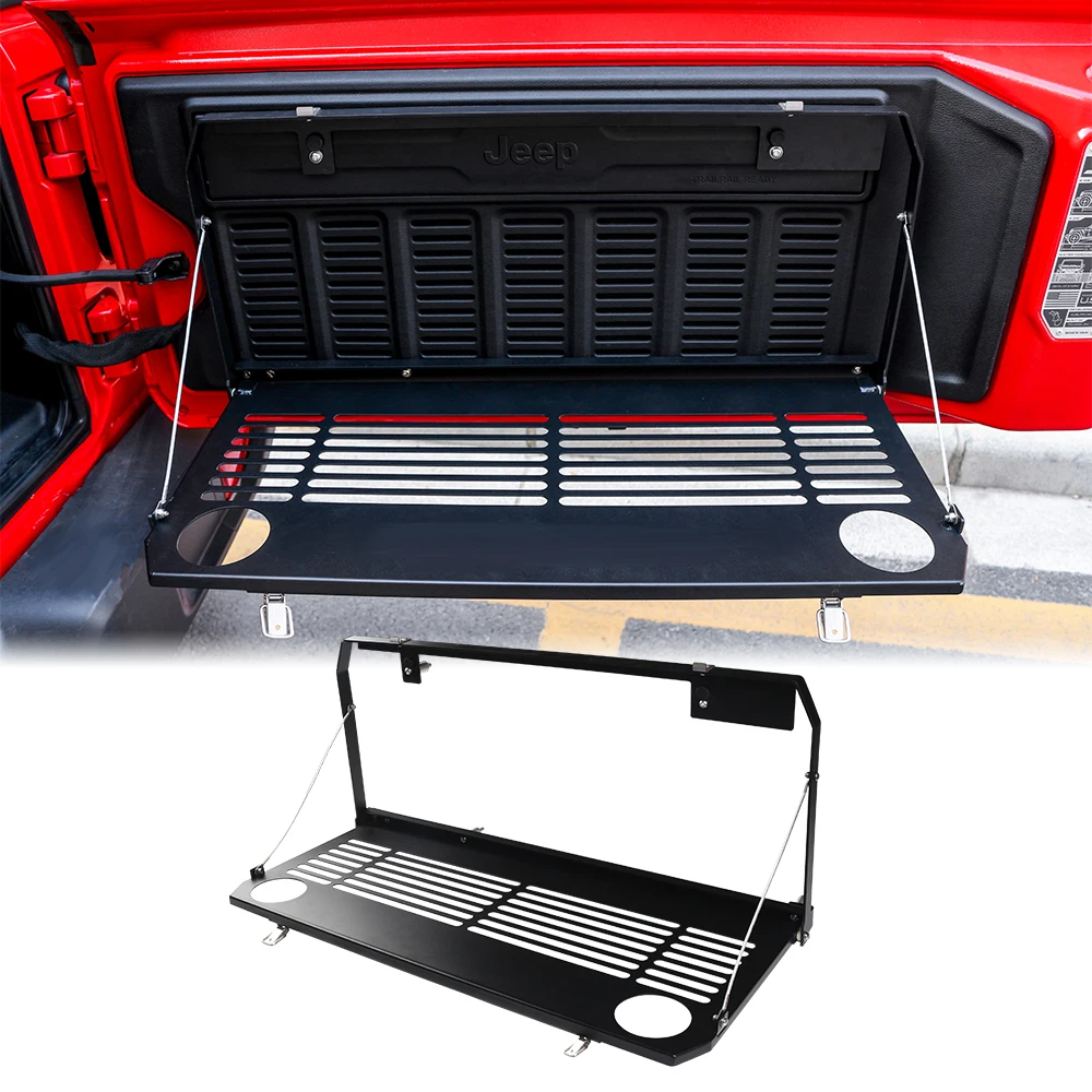 

Modified Tailgate Storage Rack With Foldable Dining Table Accessory For Jeep Wrangler JL Multi-Function Door Foldable Trunk