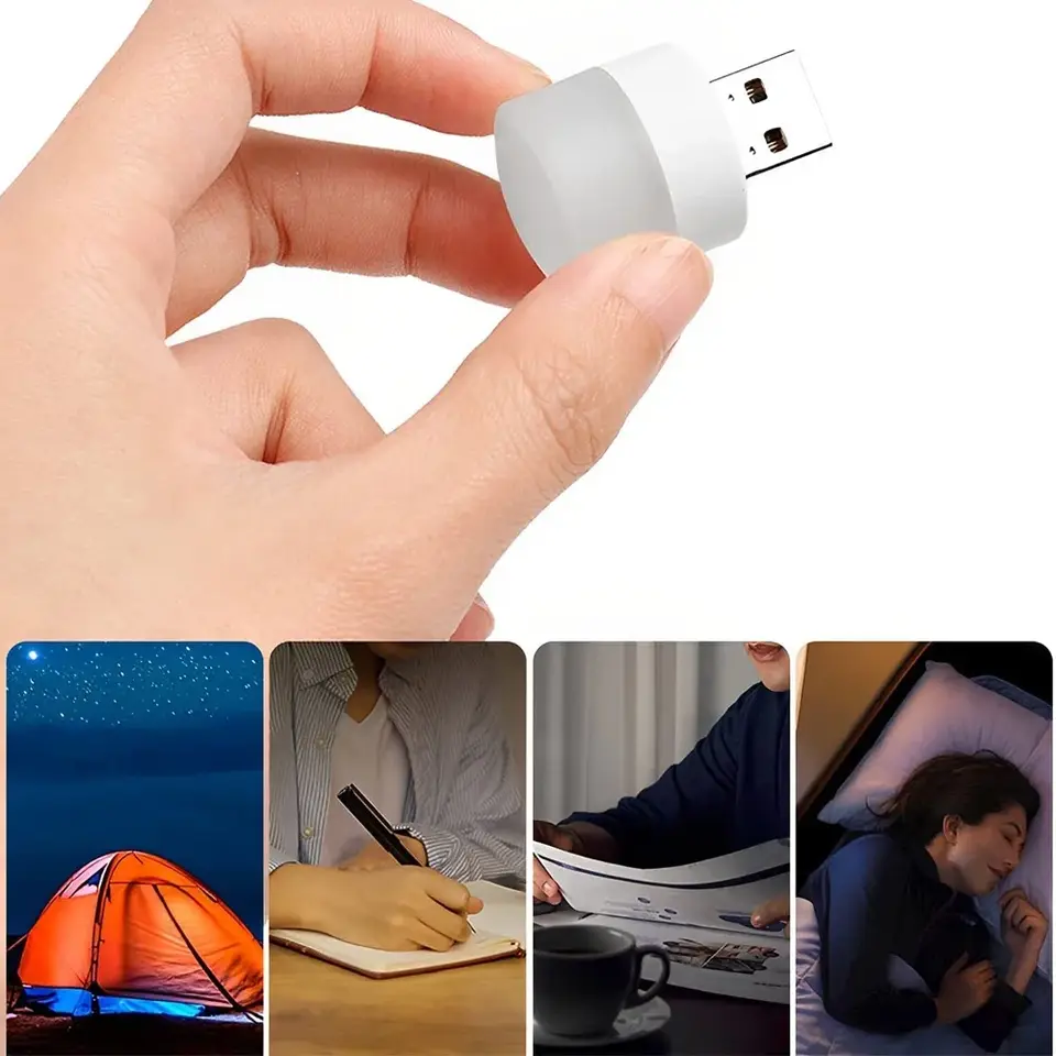 USB Night Light Mini LED Night Light USB Plug Lamp Power Bank Charging USB Book Lights Round Reading Eye Protection Lamp - 5