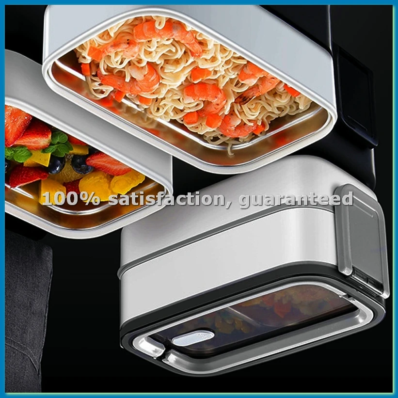 304 Stainless Steel Lunch Box Microwave Portable Mesh Bento Food Storage Container-AT35