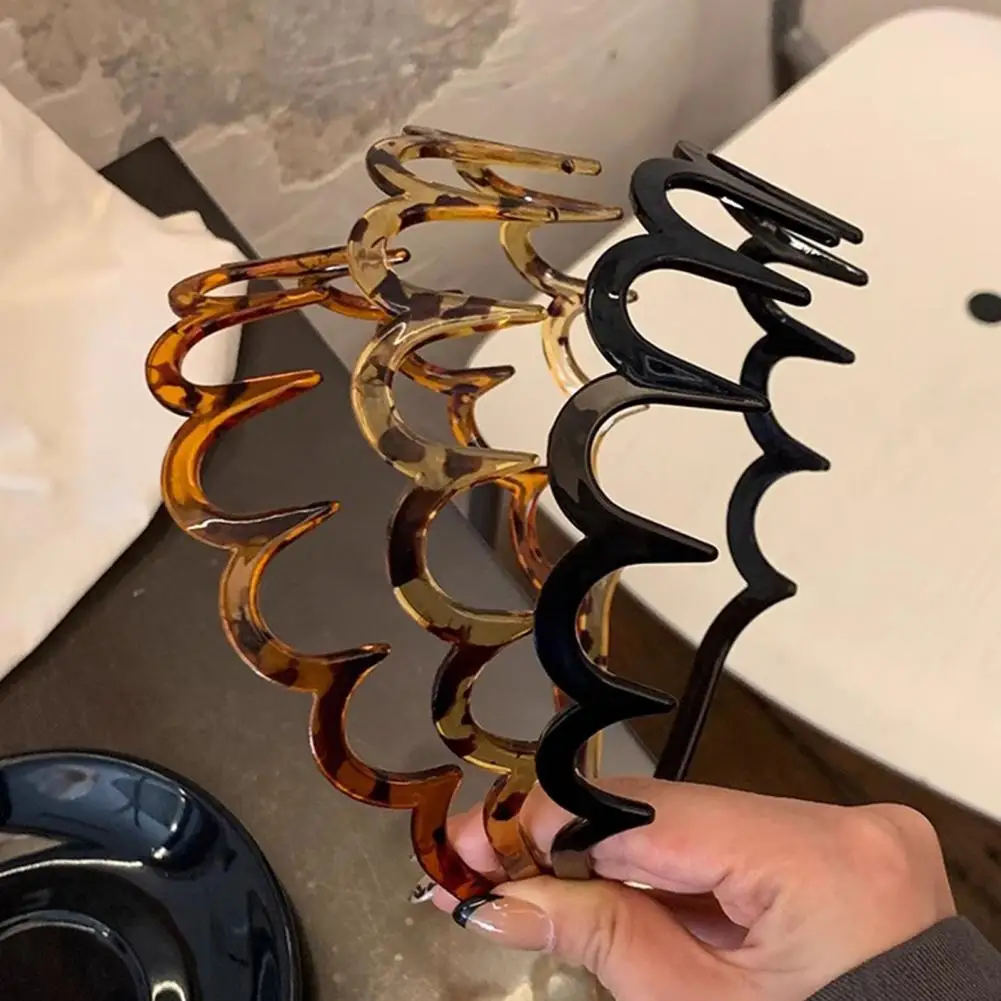 Commuting Style Wavy Tooth Pattern Headband Women Headband Wavy Teeth Secure Hold Non-Stretching Retro Two-tone Headband 97