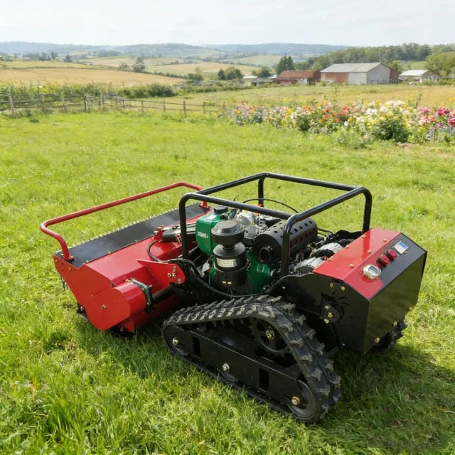 

Промышленная роботизированная беспроводная самоходная газонокосилка с нулевым радиусом разворота и цепным режущим устройством