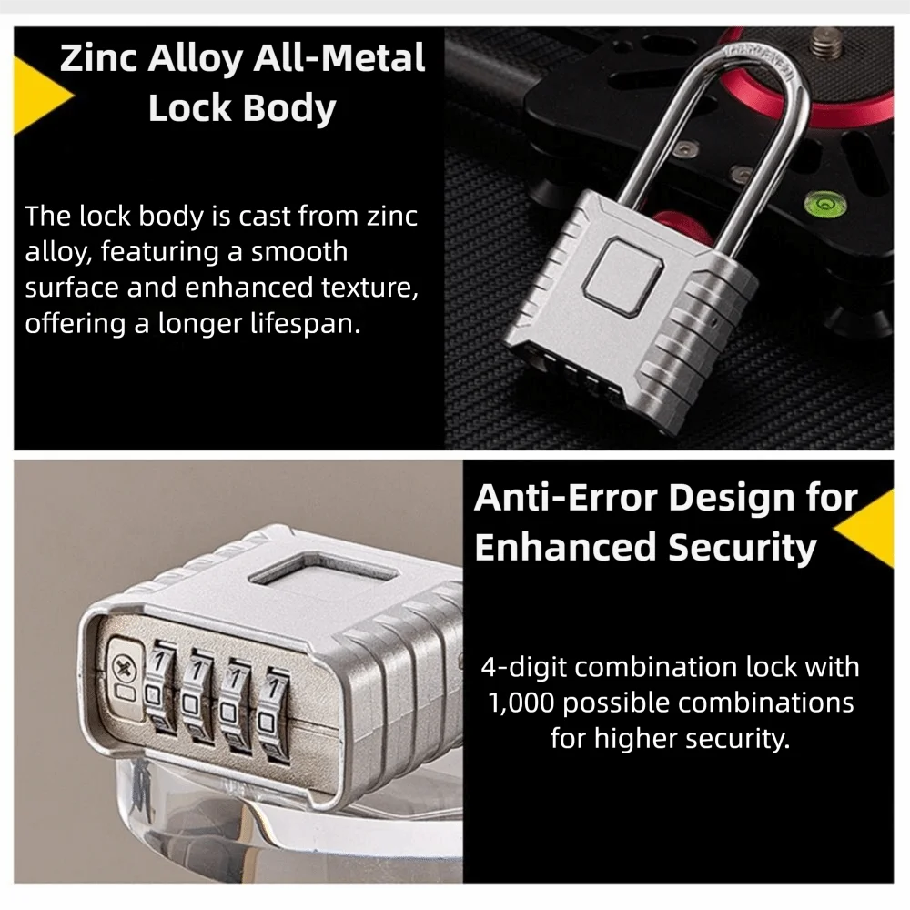 Alloy Combination Padlock 4-Digit Number Smart Lock Password Code Locks Anti Theft Waterproof Drawer Cabinet Lock