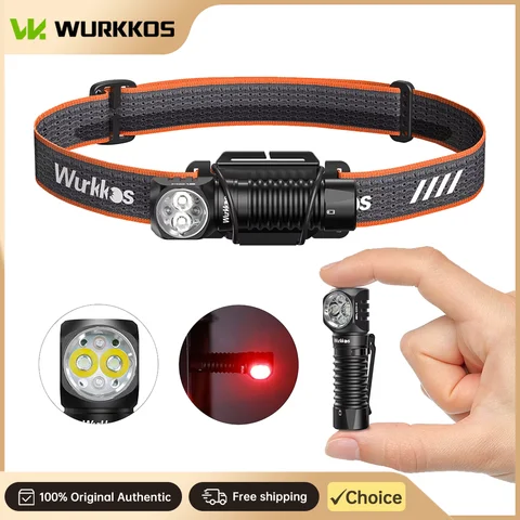 Wurkkos HD12 USB-C Rechargeable Mini Headlamp (14500/AA Batteries) with Red Light Flashlight for Camping, Hiking, and Fishing