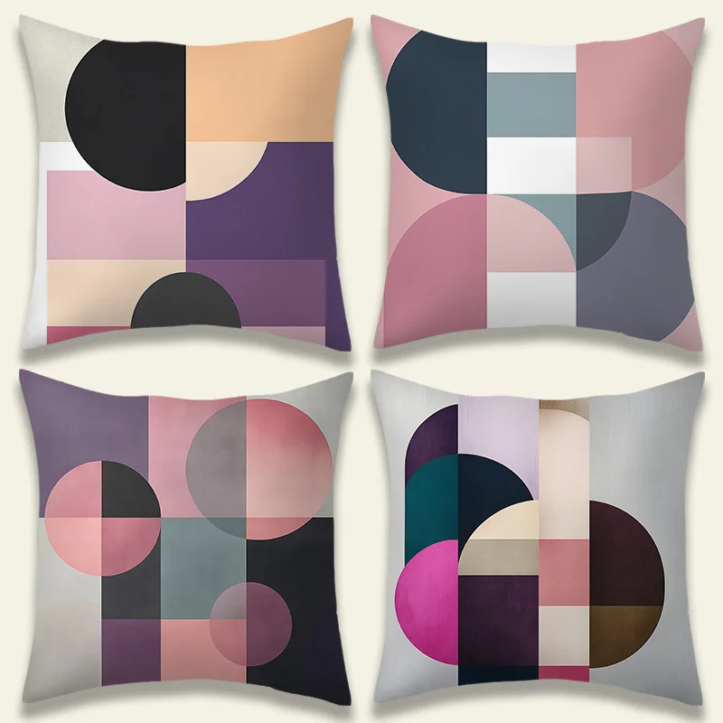 

Morandi Geometric Throw Pillow Covers, Pastel Circle & Square Print Cushion Cases, Minimalist Modern Home Decor for Living Room