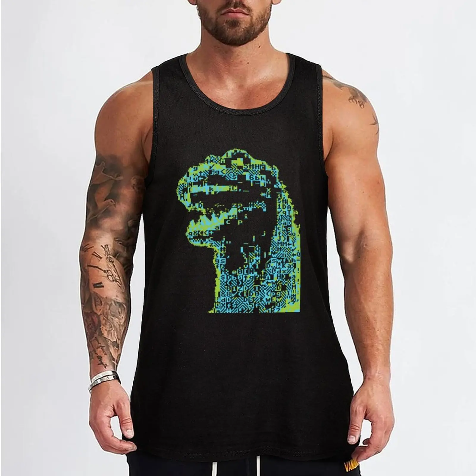 Giant Lizard ASCII Tank Top Men's gym articles sports vest Men's clothes