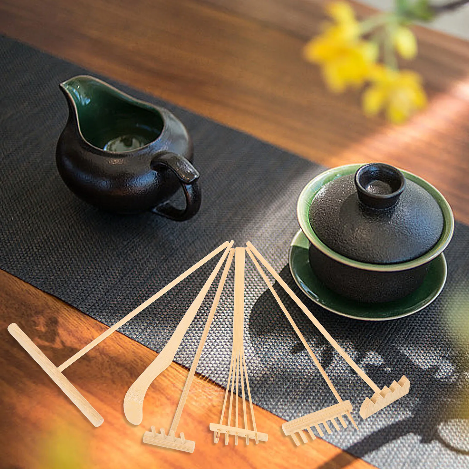 

Set Scenery Props Bamboo Rake For Sand Garden Mini Desktop Decor Fengshui Tea Set Scenery Props Tool Planting Accessories