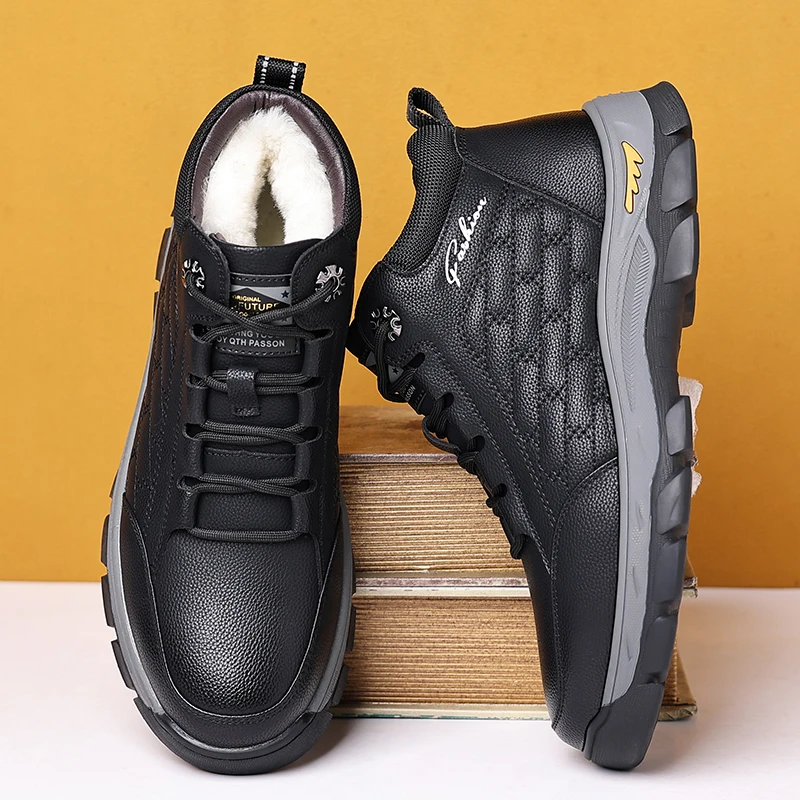 

Big Yellow Boots High-Top Boots: Autumn Men's Genuine Leather Shoes, 2024 New Inner Height-Increasing Stylish Thickened Sole Wor