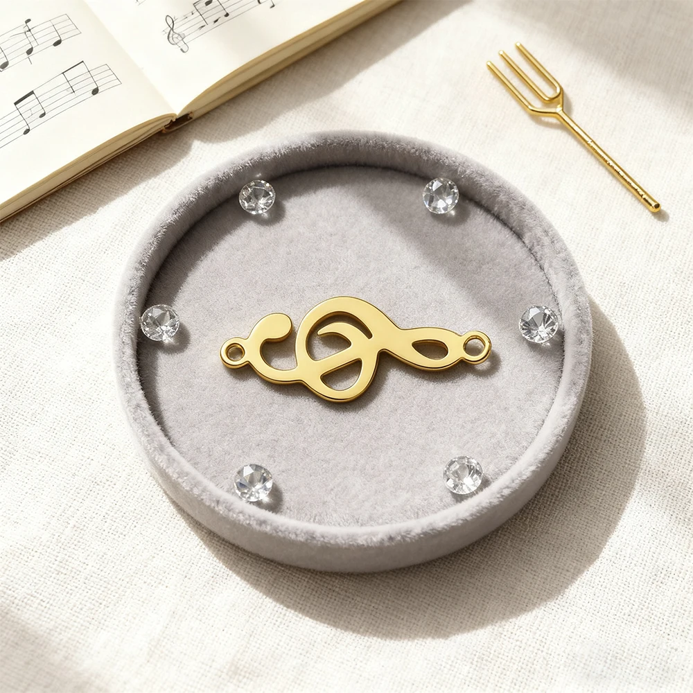 

1PC Stainless Steel Music Note Charm Treble Clef Pendant for DIY Musician Bracelet Music Jewelry