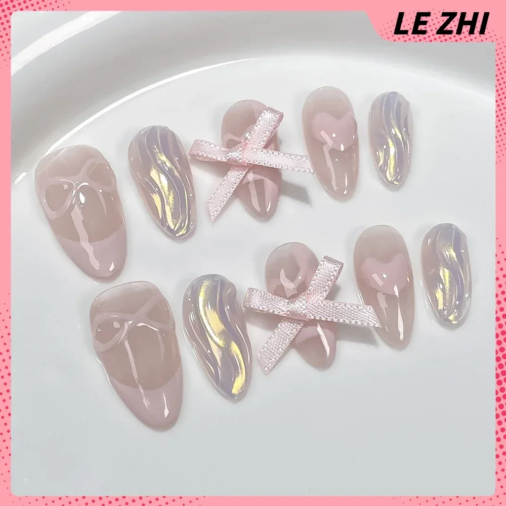 偽の爪を押す,アーモンドの弓,オーロラパウダー,クマ,蝶,夏,魔法の鏡,ピンク,猫の目,パーティーステッカー