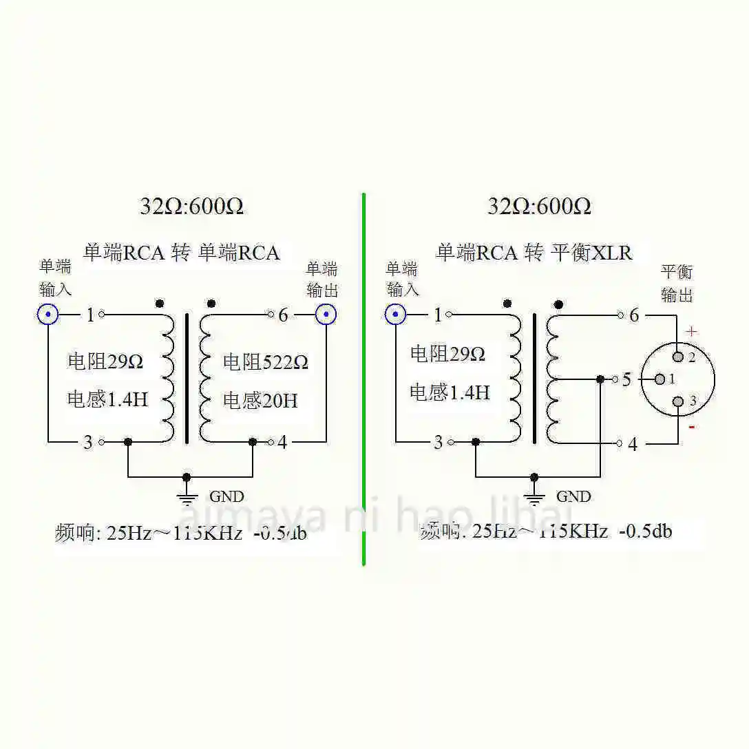 

32Ω: 600Ω permalloy audio signal step-up transformer for mobile phone MP3