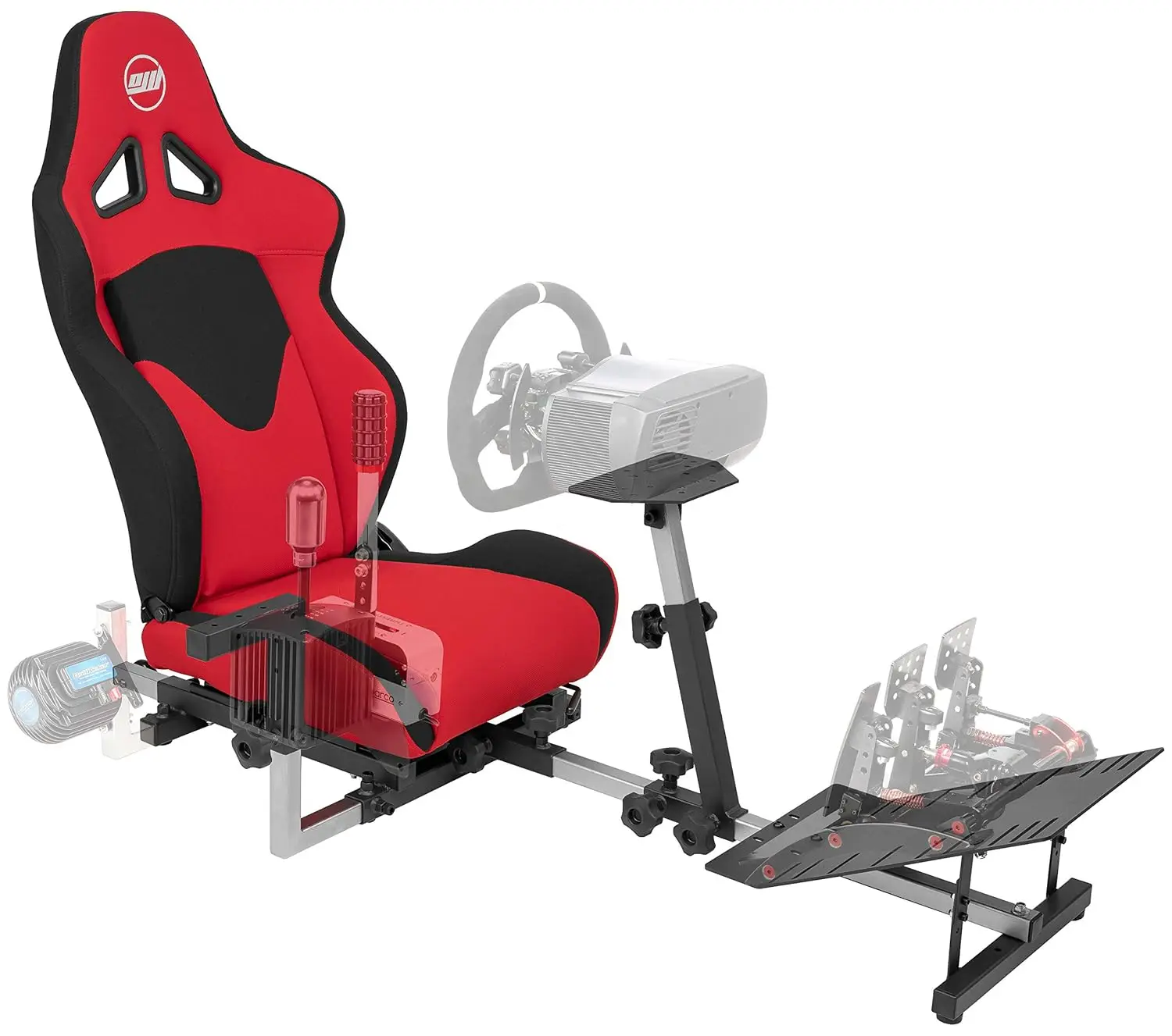 Racing Wheel Simulator Stand Cockpit, Red Seat. Compatible