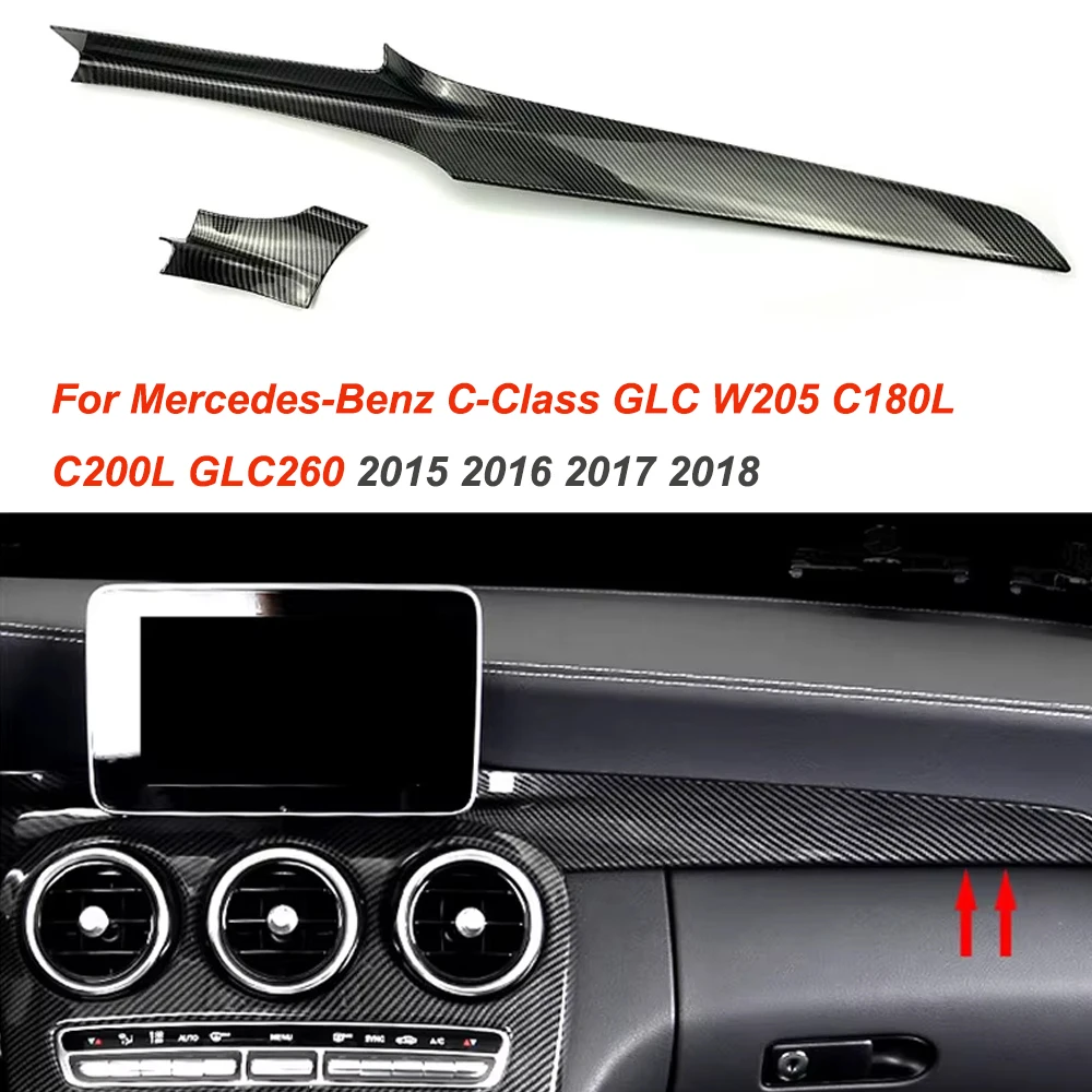 Carbon Look Car Center Console Dashboard Trim Sticker For Mercedes-Benz C-Class GLC W205 C180L C200L GLC260 2015 2016 2017 2018