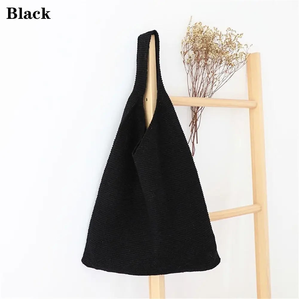 

Fashion Large Capacity Solid Color Crochet Bag Knitting Handbags Shoulder Bags Tote Bags