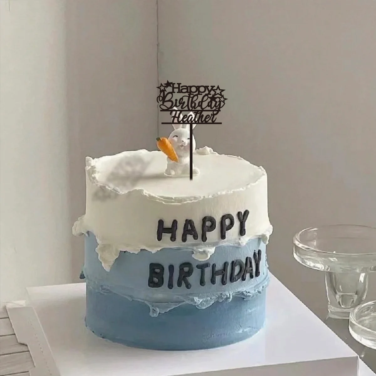 1PC Affordable Happy birthday wishes with star patterns Customized Name Cake Sign Cake Ornaments Unique Birthday Party Décor