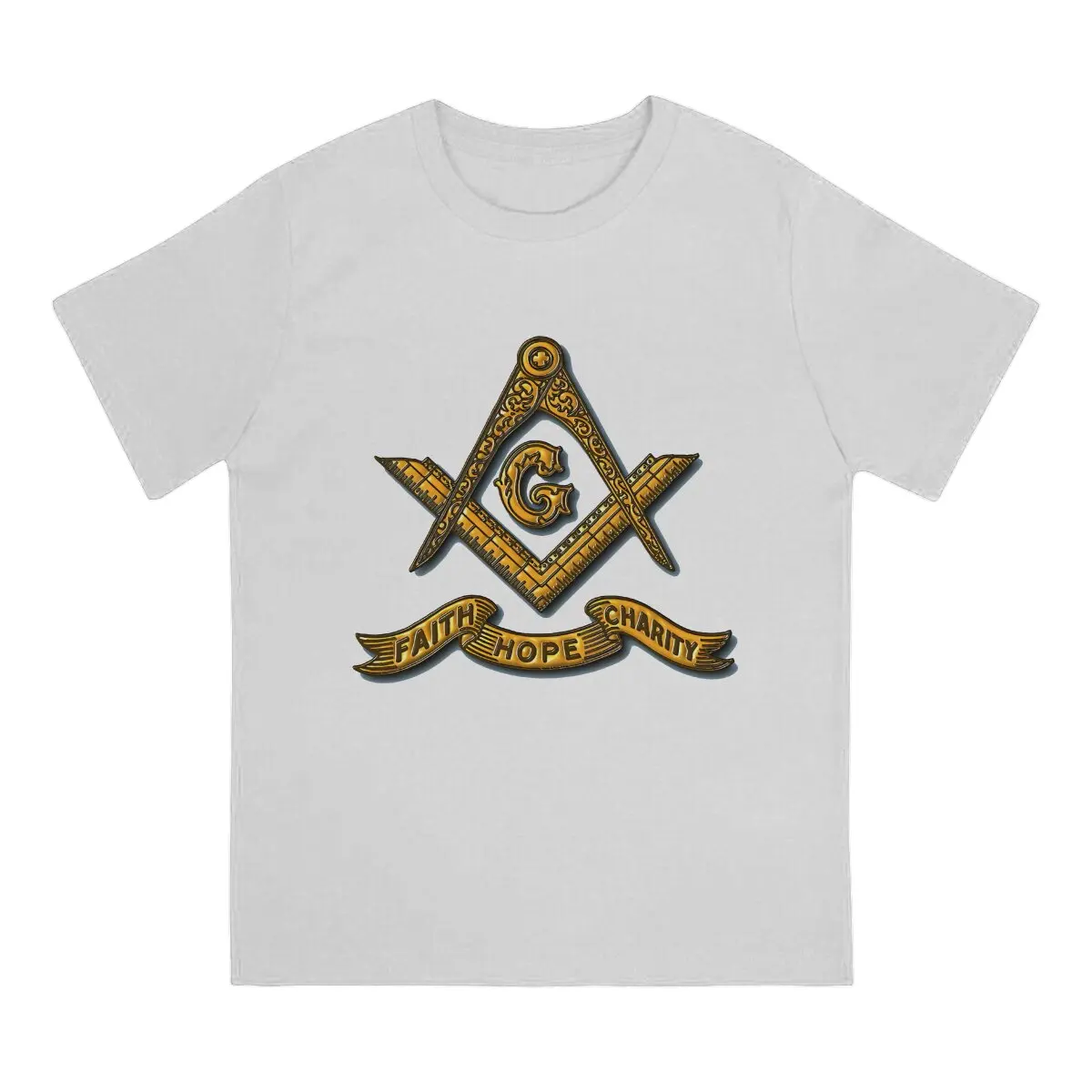 Freemason Gold Square Compass Freemasonry Faith Hope Charity T Shirt Polyester Punk Men Summer Clothing Harajuku O-Neck TShirt