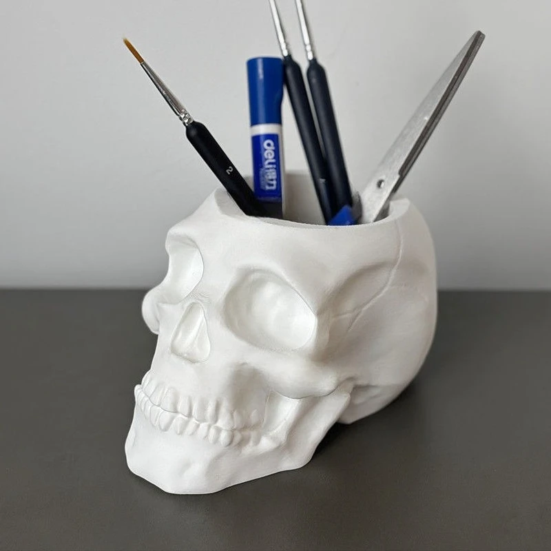 Skull Model Pen Holder 3D Printing Desktop Organizer Hospital Home Office Decor Student Pencil Case Halloween Decoration