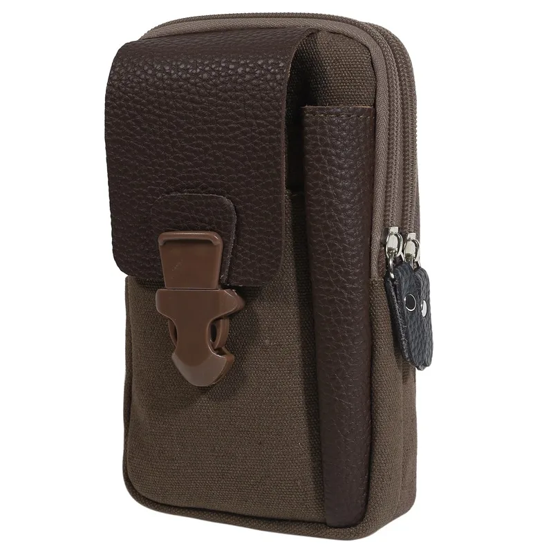 

Мужская модная поясная сумка на молнии, повседневная, маленькая, однотонная, с отделениями для карт и телефона, на ремень