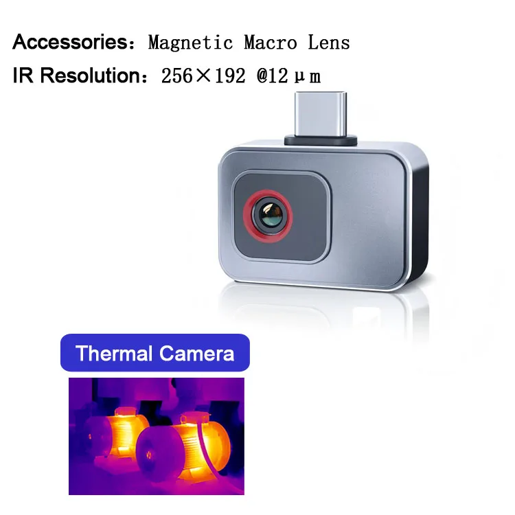 256*192 Type-C Infrared Imager For Android/IOS Smartphone Night Vision PCB Circuit Repair Industrial Heating Macro Lens 25Hz