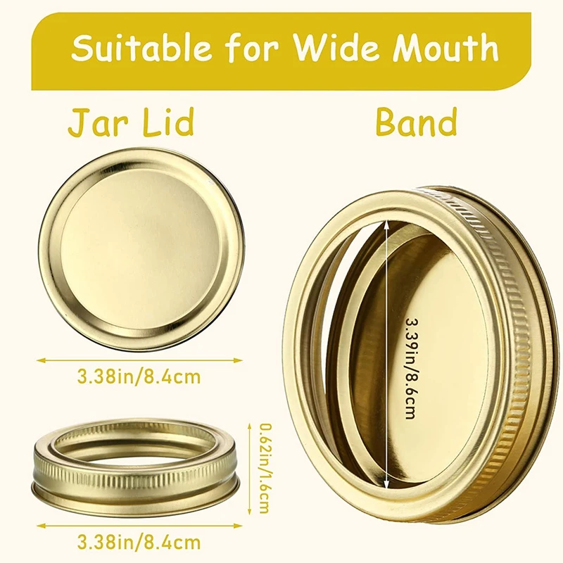 Wide Mouth Mason Jar Lids,20 Pcs Canning Lids Wide Mouth,Split-Type Lids And Bands For Mason Jar Canning(20Lids+20Bands)