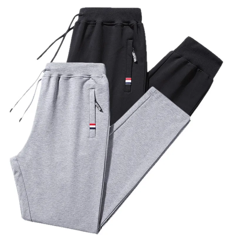 빅 사이즈 8XL 남성용 프리미엄 코튼 조깅 바지, 피트니스 스포츠웨어 지퍼 포켓 남성용 스웨트팬츠, 가을 캐주얼 바지