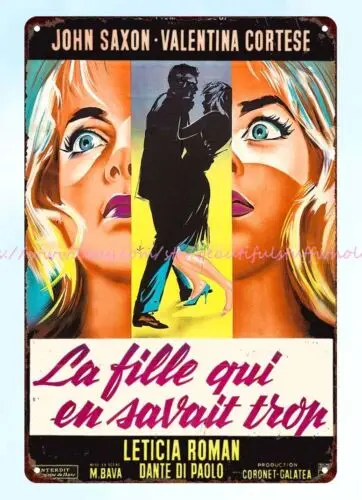 La fille qui en savait trop horror movie poster scary thriller metal tin sign