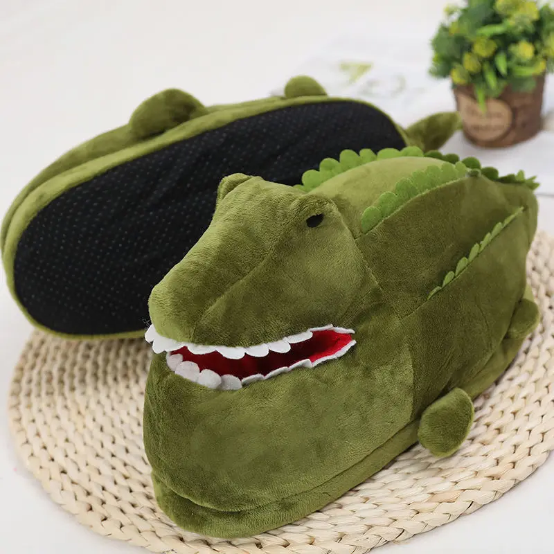 Winter Animal Alligator Shark Shoes Indoor Funny Slippers Teen Boys Girls House Fuzzy Slides Men Plush Home Shoes Warm Slippers