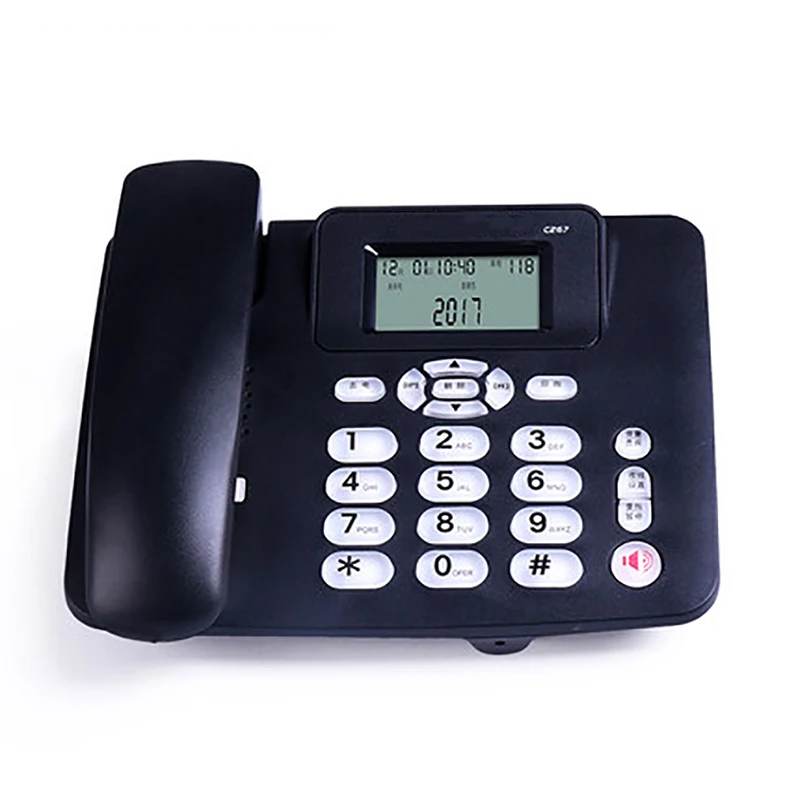 Wired Landline Phone with Speaker, R Key, Button Light, Adjustable Font Brightness, Dual Port Corded Telephone for Home Office