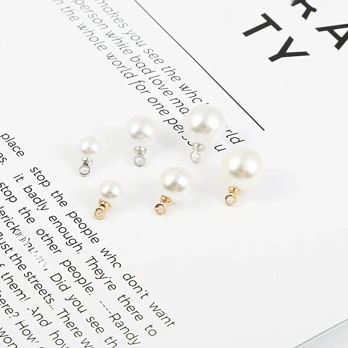 Langmao Girls 6mm Abs Pearl Pendant Diy Handmade Jewelry Earrings Necklace Hanging Ornaments Accessories Personalized Style