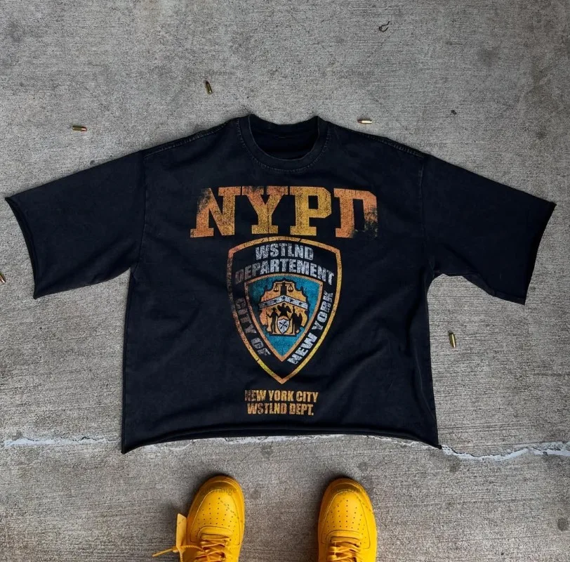 

Американская Y2K хип-хоп модная свободная футболка с буквенным принтом, уличная готическая модная мужская рубашка в стиле ретро, панк с короткими рукавами