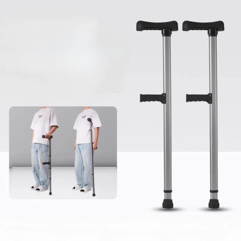 

Алюминиевые регулируемые многофункциональные реабилитационные костыли, двойная нескользящая портативная трость, опорный ходунок для поддержки при переломах для молодежи и взрослых