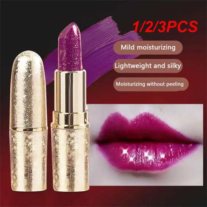 1/2/3PCS Glitter Lipstick Non-stick Cup Colored Lip Balm Cosmetics Lip Glaze Moisturizing 9 Colors Lipgloss Lips Makeup Lip Tint